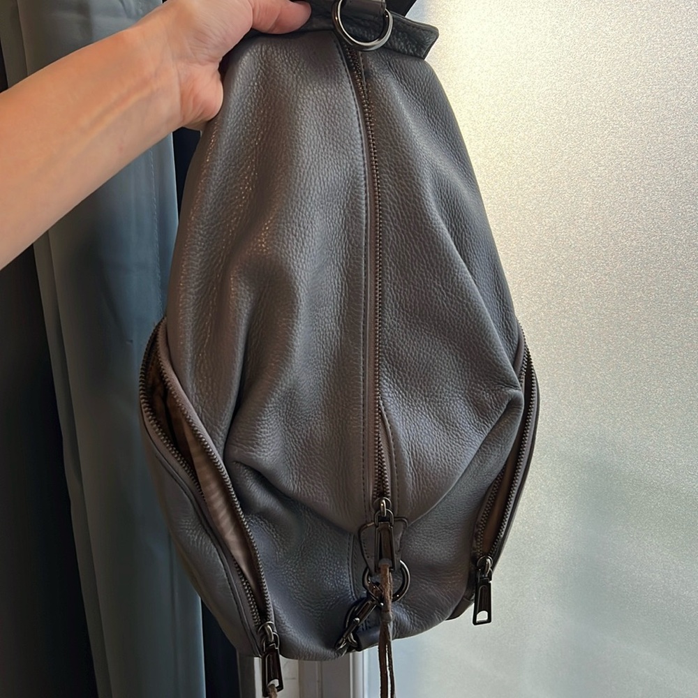 Pre-Loved Rebecca Minkoff Medium Julian Backpack, Pebbled Leather, Grey
